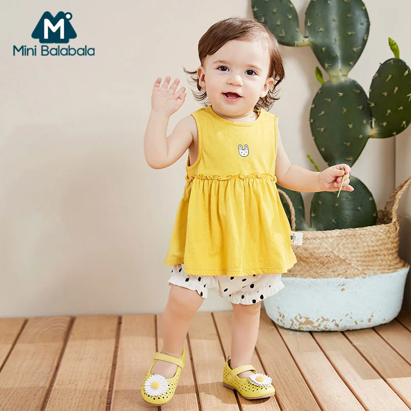 Комплекты одежды из хлопка для девочек Mini balabalaBaby летняя одежда двух предметов