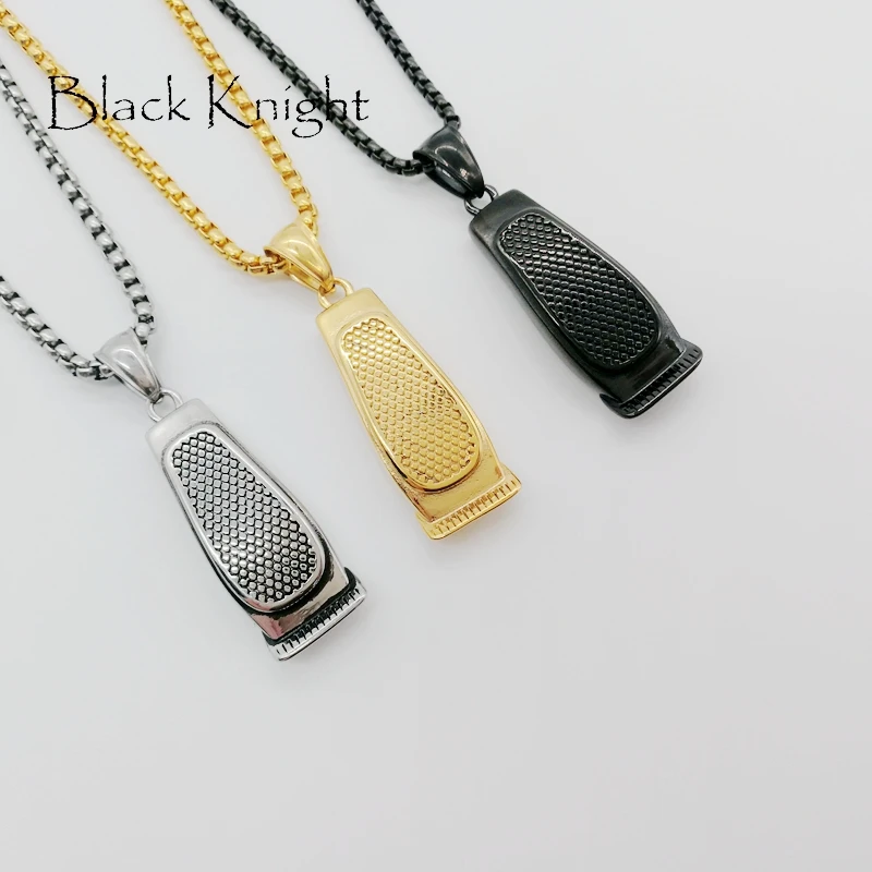 Black Knight Mini Barber shaver pendant necklace stainless steel barber hair shaver necklace fashion barber jewelry BLKN0618