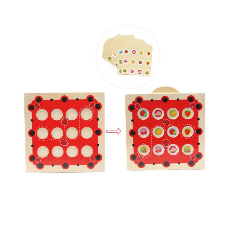 

Wooden Ladybug Memory Training Matching Pair Toys Early Educational Checkerboard Interactive Game Chess Toys For Children Gifts