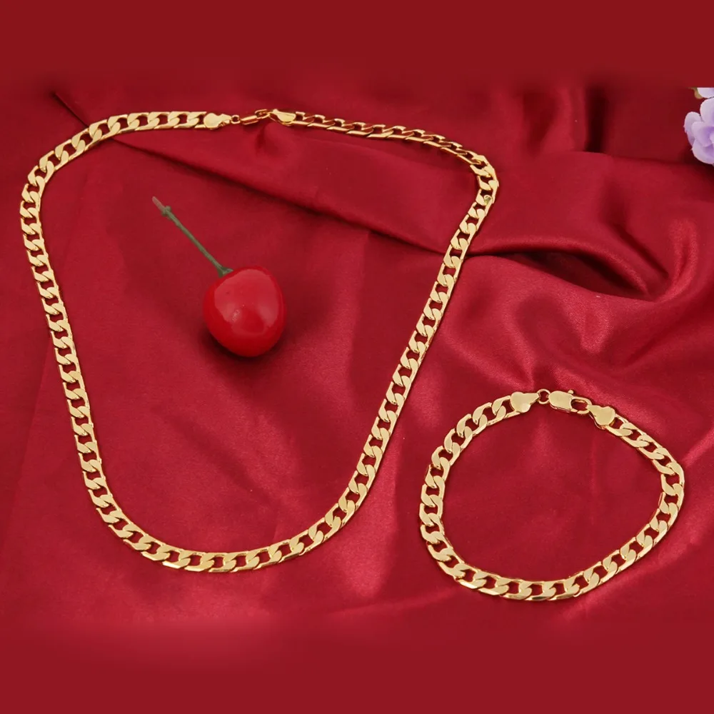 Новый модный золотистый браслет с цепочкой из звеньев 24 каратного золота|necklace