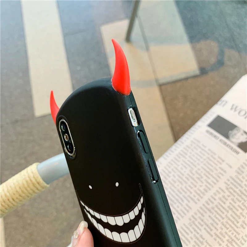 Красный черный интересный peltate The devil horns Мягкий ТПУ чехол для телефона Apple iphone 6 6s 7 8