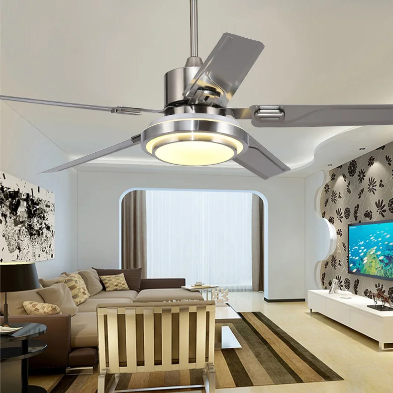 

5 Blades Indoor Ceiling Fan light with remote control Brushed Nickel Ceiling Fan 42 48 52 inch