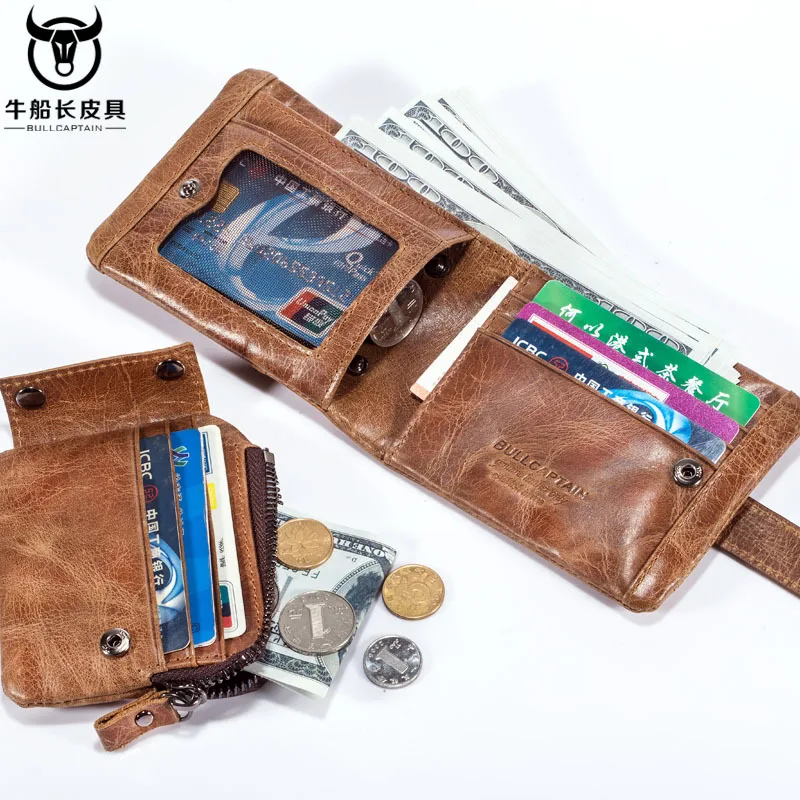 BULLCAPTAIN натуральная кожа Женский кошелек wallett для монет женский маленький Portomonee Rfid мужской кошелек для девушек сумка для денег