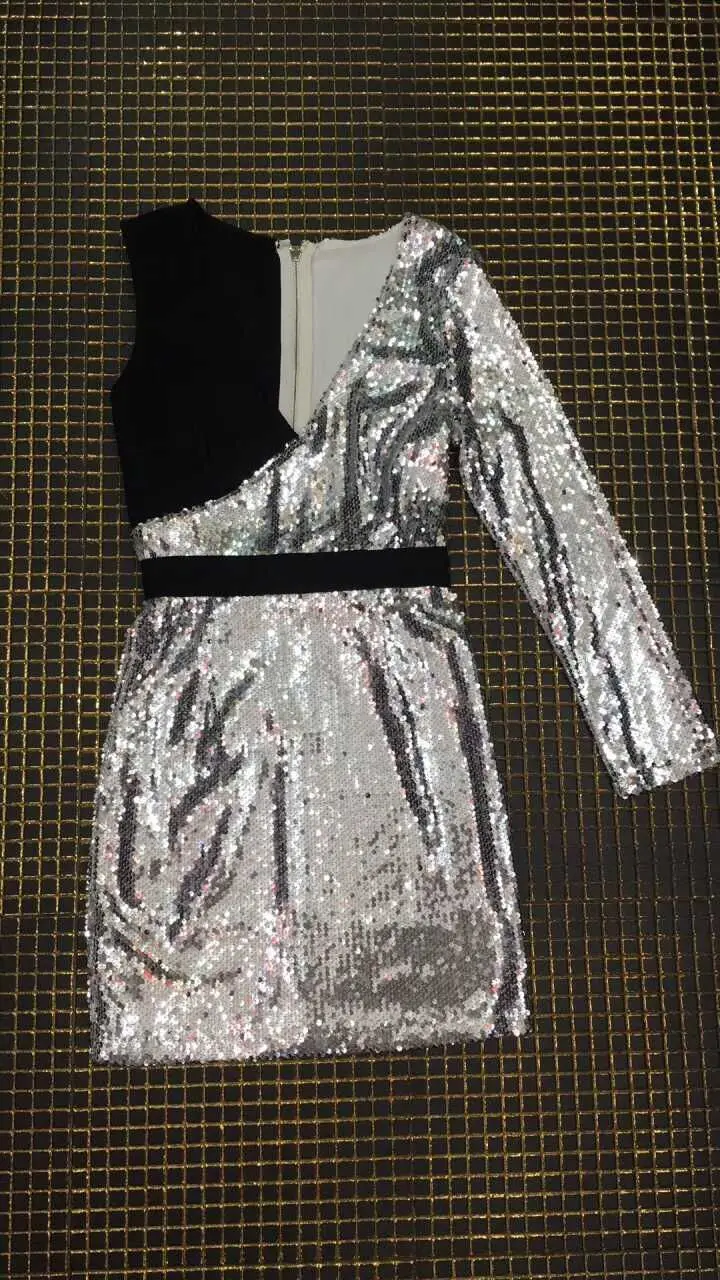 Elegant high quality sexy women 2018 grey v neck one - shoulder bodycon mini bandage dress dropshipping Vestidos | Женская одежда