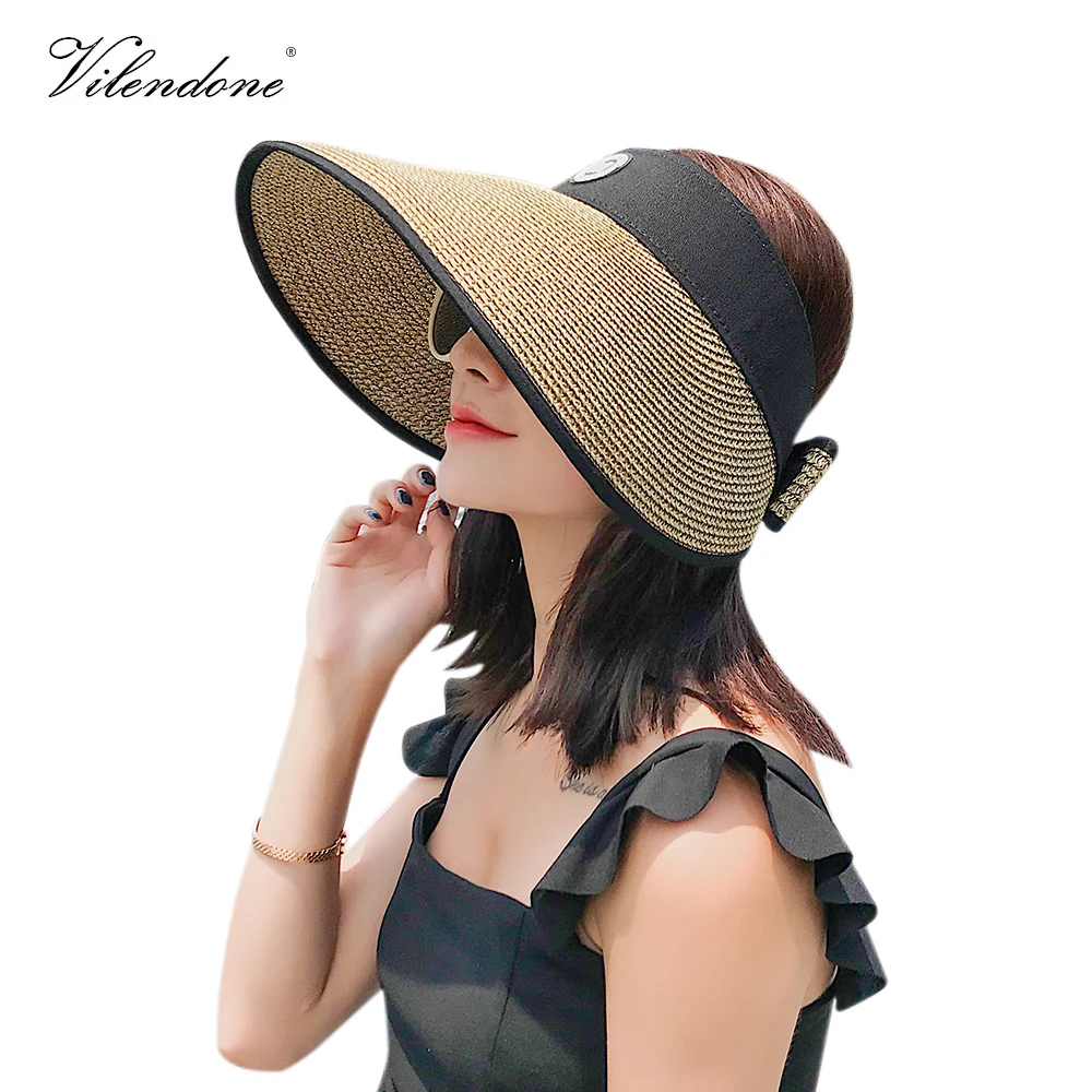 2019 Летняя женская солнцезащитная Кепка Пустой Топ соломенная шляпа с полями