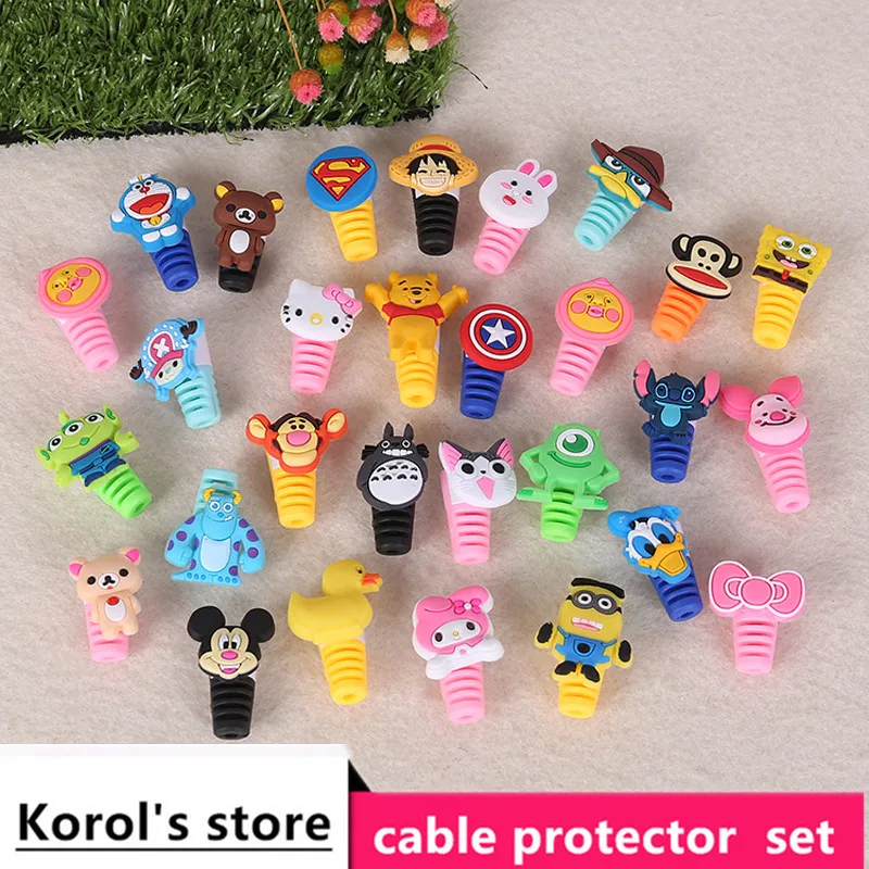 100 шт./лот мультяшный кабель протектор usb для зарядки передачи данных