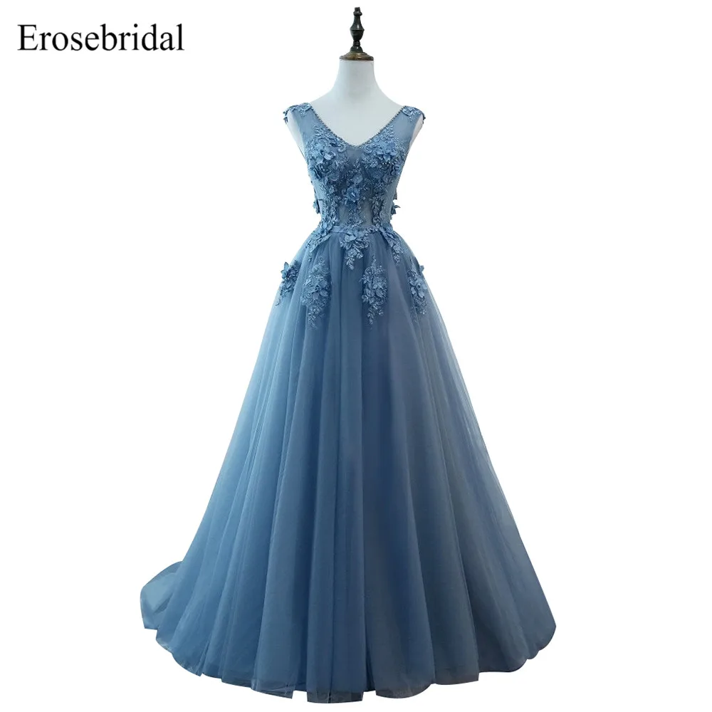 2018 длинное вечернее платье Линия Erosebridal реальное изображение вечерние платья