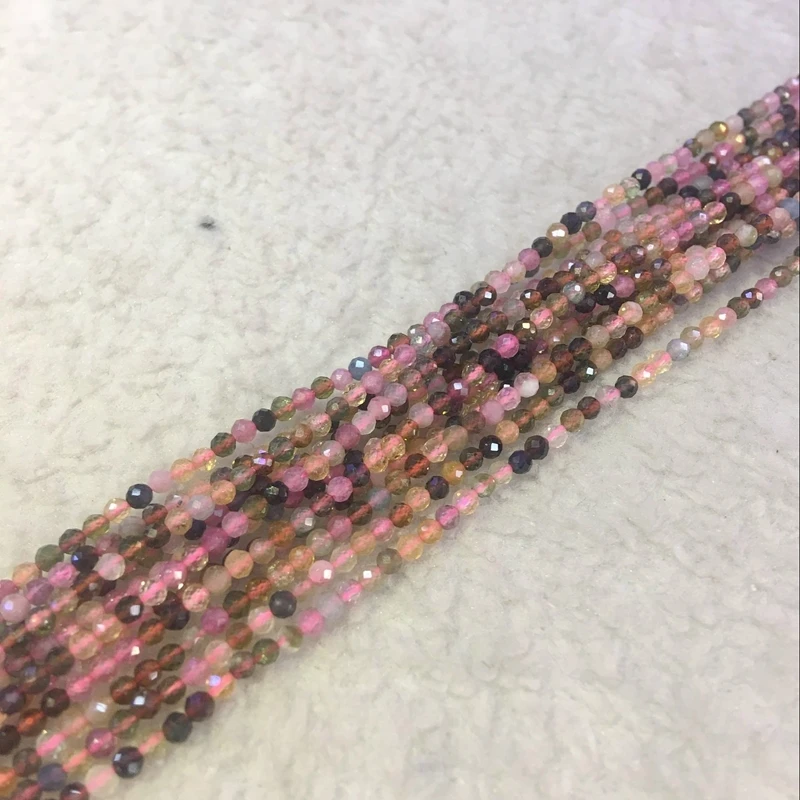 2 мм/3 мм 2 нити/упаковка, натуральный турмалиновый полудрагоценный камень