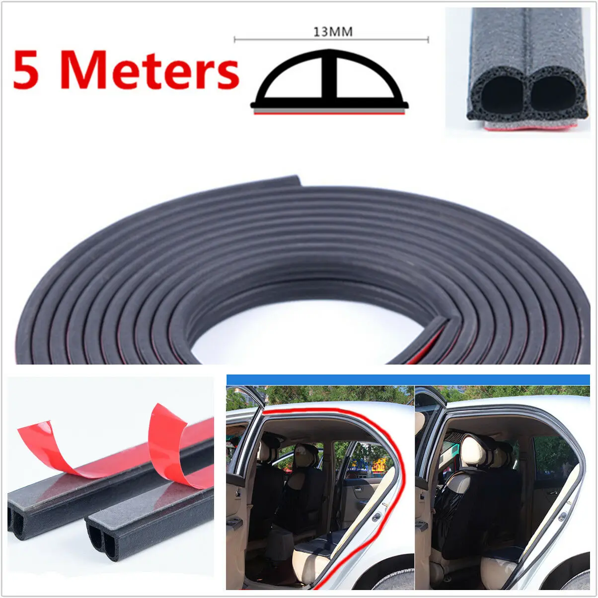 

Waterproof Dustproof B-Shape Type Moulding Trim Rubber Strip 5M Car Door Edge Seal Strip Fee Dropship Best Quality