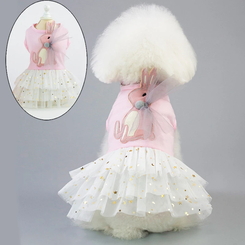 Милый костюм кролика щенка кота платье для собаки летняя одежда домашних