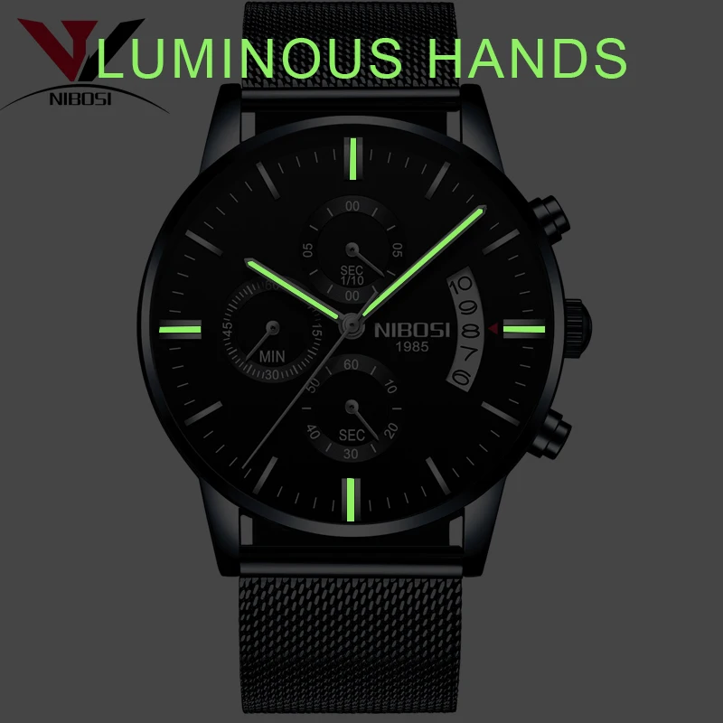 NIBOSI Мужские кварцевые часы повседневные спортивные мужские лучший бренд класса