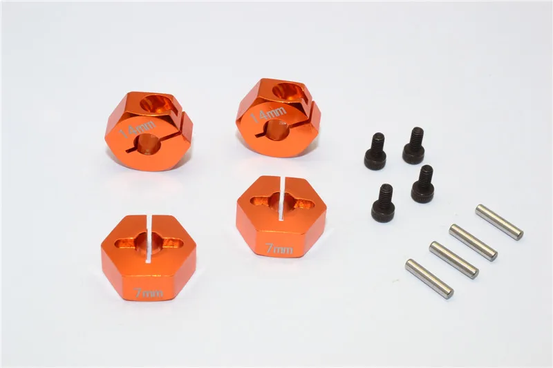 Осевой шестигранный адаптер WRAITH из сплава 1/10 (14 мм x 7 мм) набор 4 шт. для AXIAL EXO SCX10