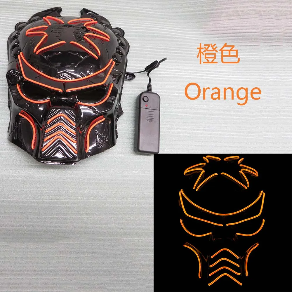 Orange Хэллоуин СВЕТОДИОДНЫЙ Световой Маска EL маска Хищник Косплэй костюм к Хэллоуину - Цвет: Orange