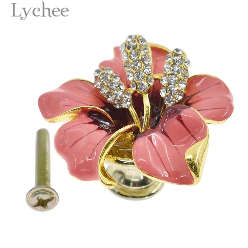 Дизайн ящика Lychee Life с кристаллами и цветами ручка стразы металлический шкафчик