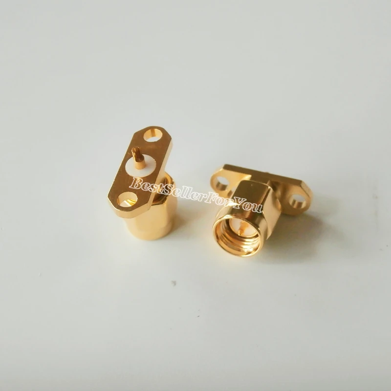 10Pcs SMA male plug center 2 hole flange deck mount solder RF connector Golden New | Обустройство дома