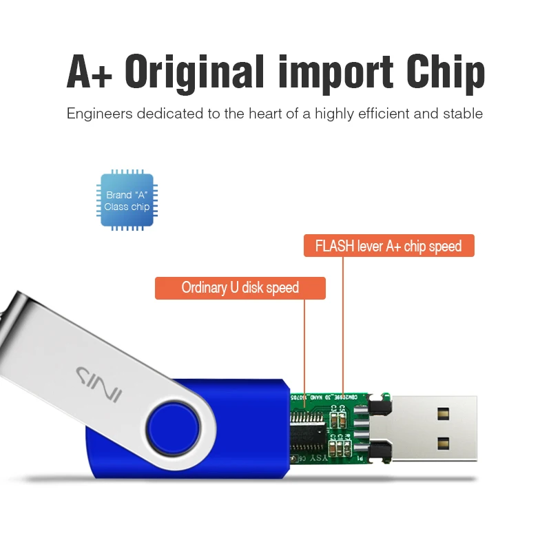 Синий USB флэш накопитель поворотный металлический cle флеш карта памяти 64 ГБ 4 8
