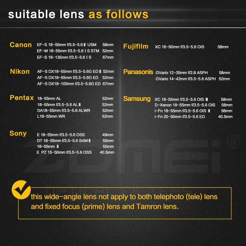 ZOMEI 55 MM 0.45X Wide Angle Filter Lens Multi-Coated AGC Optical Glass MC AF Converter for Digital SLR Camera | Электроника