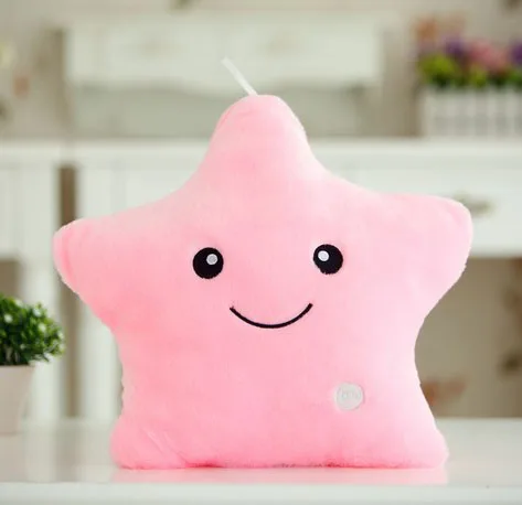 Pink Светящаяся Подушка Звезда Подушка красочная светящаяся плюшевая кукла-подушка светодиодный светильник игрушки подарок для девочки дети день рождения Спальня украшение - Цвет: Pink