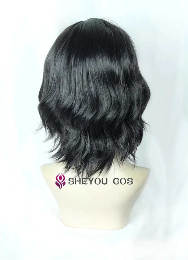 Теплостойкий парик для косплея Vitale V короткие черные и белые волнистые волосы