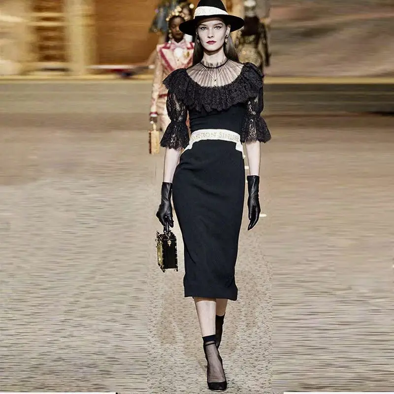 Взлетно посадочной полосы элегантный Офисные женские туфли черный футляр 2019