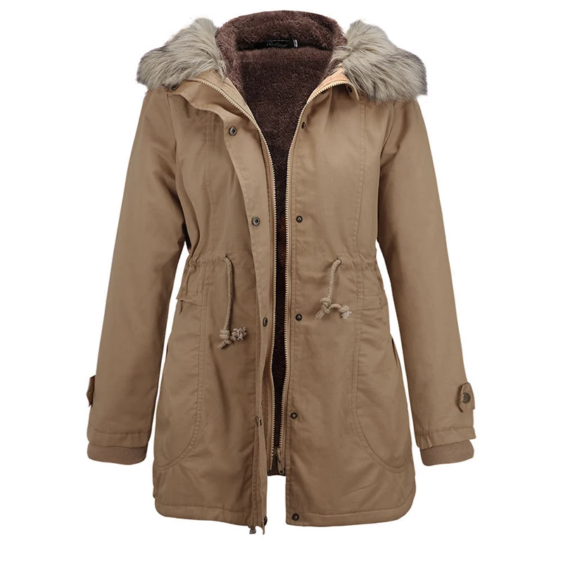 Leiouna/одежда цвета хаки свободные зимние пальто с хлопковой подкладкой для волос