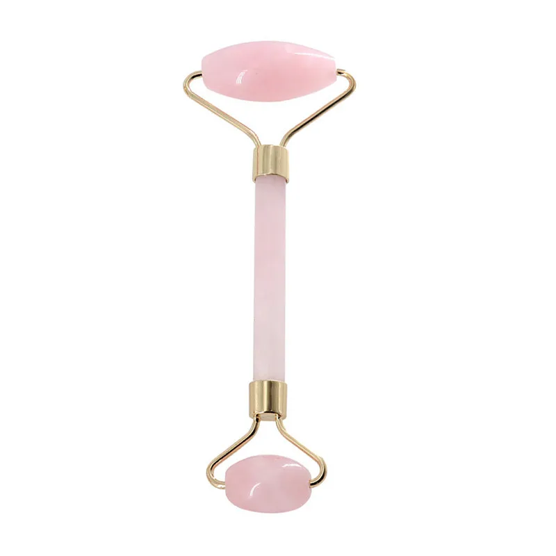 Rose Gold 1/комплект из 2 предметов розового кварца ролик для похудения Массажер для лица для подъемного инструмента натурального нефрита роликовый массаж лица каменная массаж набор для ухода за лицом - Цвет: Rose Gold
