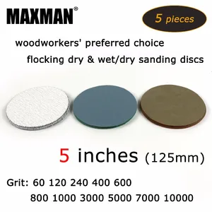 5 шт.лот 5-дюймовые шлифовальные диски с крючком и петлей для сухой и влажнойсухой полировки, шлифовальные диски, аксессуары для вращающихся инструментов