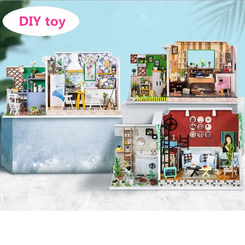 

Doll House Miniature DIY Dollhouse With Furnitures Wooden House Toys For Children Birthday Gift