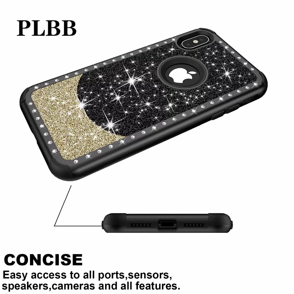PLBB трехслойный сверхмощный защитный чехол для iPhone X XR Xs Max 6 6s 7 8 Plus Мягкий + PC
