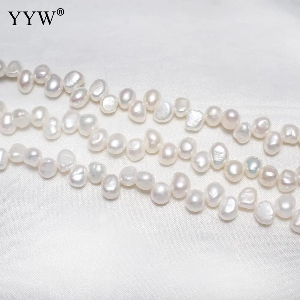 Бусины из пресноводного жемчуга для выращенного картофеля YYW натуральный белый