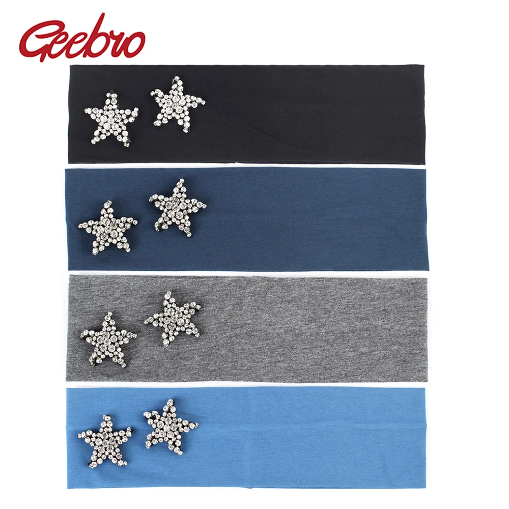 Geebro Женская повязка на голову модная Хрустальная Звезда Стразы для женщин