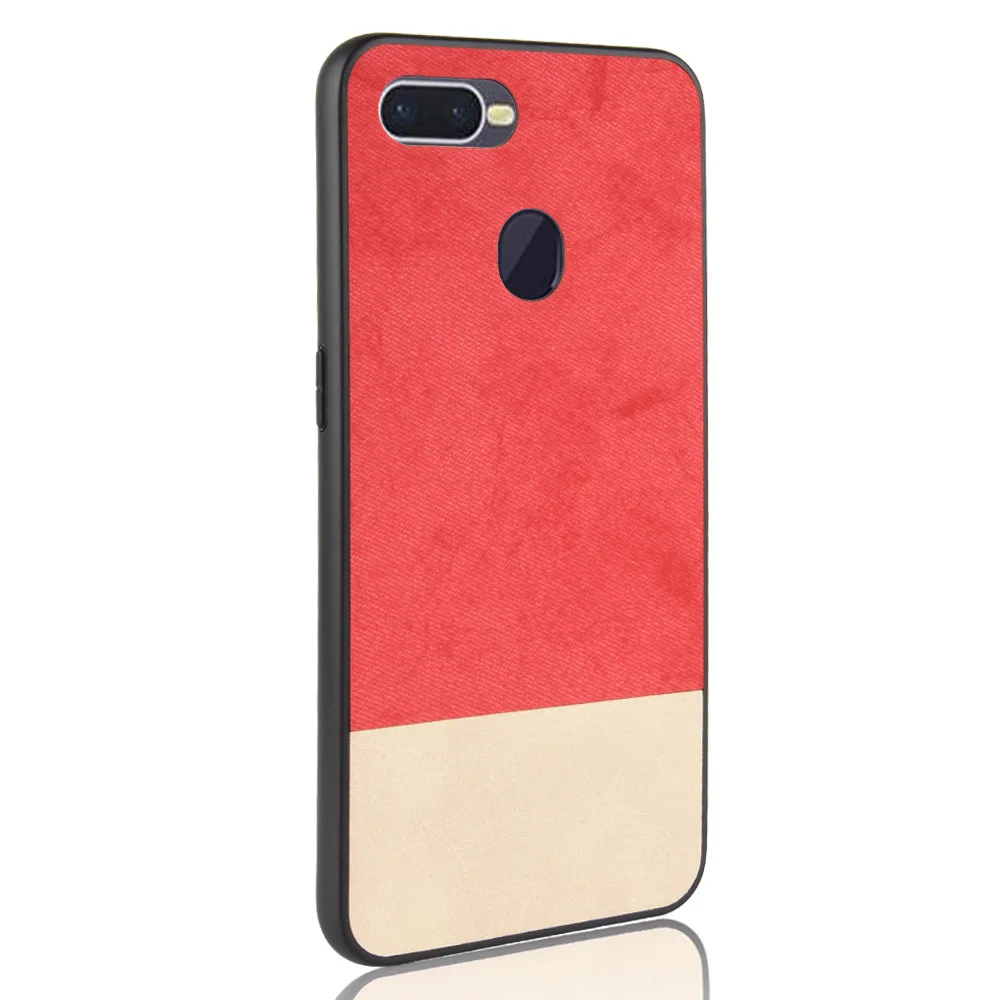 Для OPPO F9 чехол мягкий 3 в 1 ТПУ + ПУ ПК комбинированный контрастный Джинсовый из