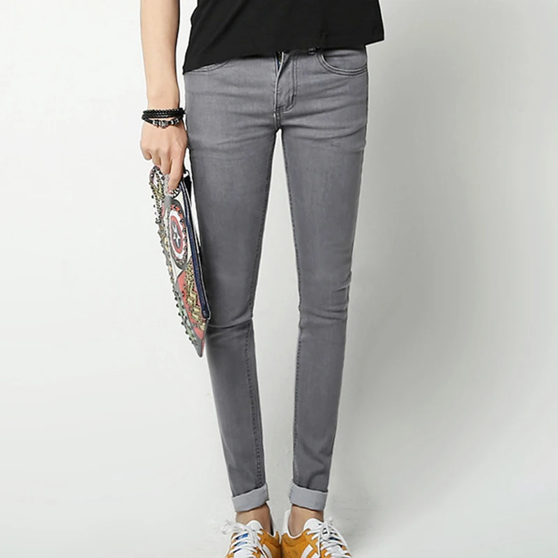 Мужские узкие джинсы деним серые эластичные корейская мода 2019|mens grey skinny jeans|grey