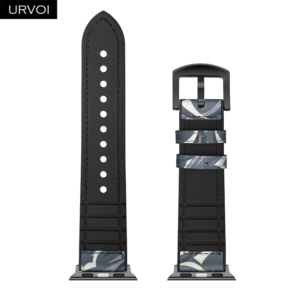 URVOI ремешок для apple watch 5 4 3 2 1 кожаный наручных часов iwatch 38/40/42 44 мм ремень из