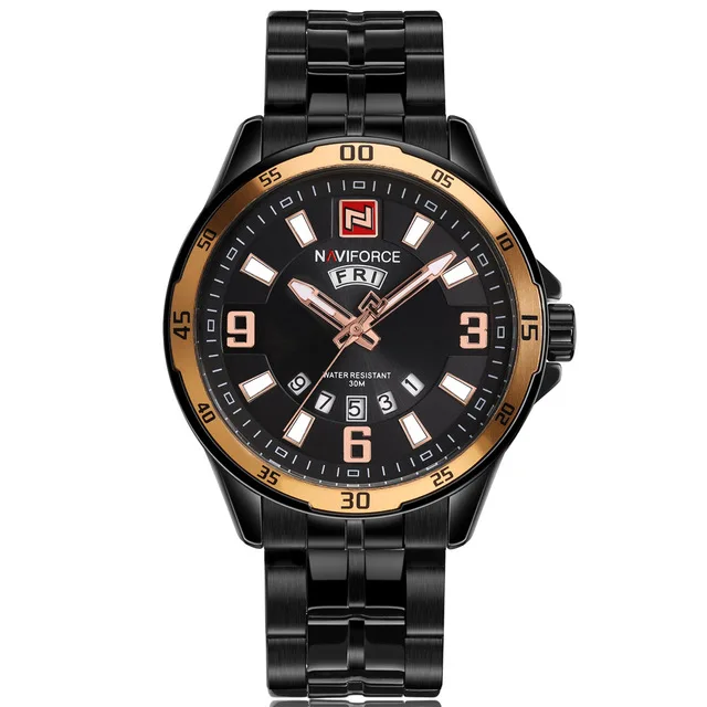 BRGB NAVIFORCE Роскошные Брендовые спортивные часы мужские из нержавеющей стали водонепроницаемые кварцевые часы золотые военные часы Дата relogio masculino - Цвет: BRGB