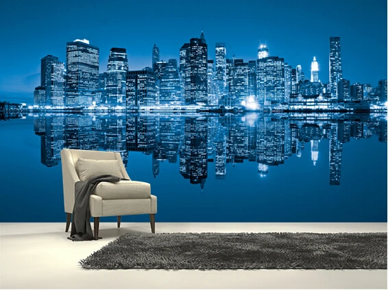Custom photo wallpaper.Manhattan New York City.Modern 3D murals for living room bedroom kitchen wall waterproof PVC wallpaper |