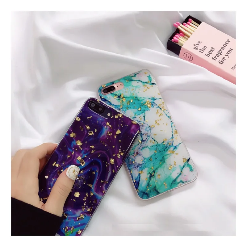 Fashion Marble Phone Case for iPhone X 7 7P 8 8P 6 6S Plus Gold Glitter Soft Tpu 7Plus XS MAX XR Cases Coque |