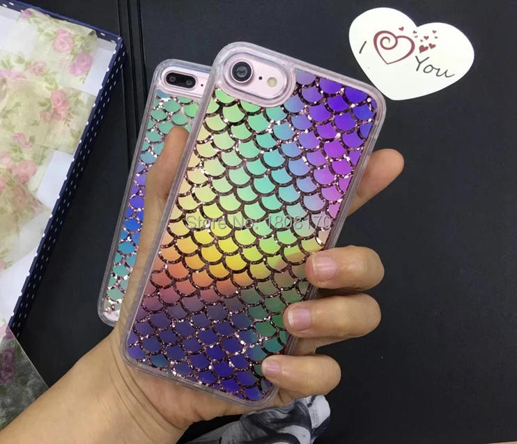 Bling Dynamic Liquid Scale чехол с блестками для iPhone 6 6S 7 Plus I7 I6 I6S Diamond Quicksand Hard PC + TPU сотового