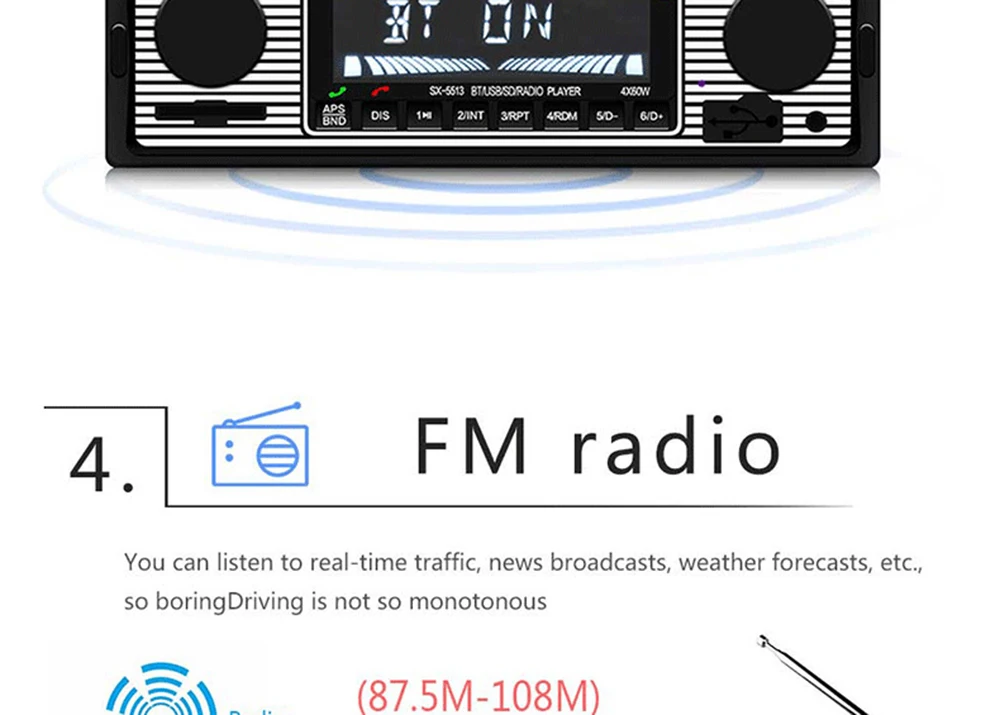12 В Bluetooth винтажное автомобильное радио 1DIN стерео классическое аудио MP3 плеер FM радио приемник Поддержка Aux вход SD USB MMC DY325