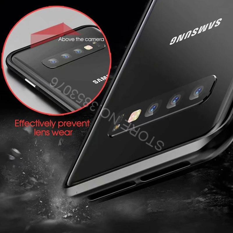 Магнитные адсорбционные Чехлы для samsung Galaxy S10 S9 Plus Note 9, металлический магнит второго поколения, двухсторонняя крышка из закаленного стекла
