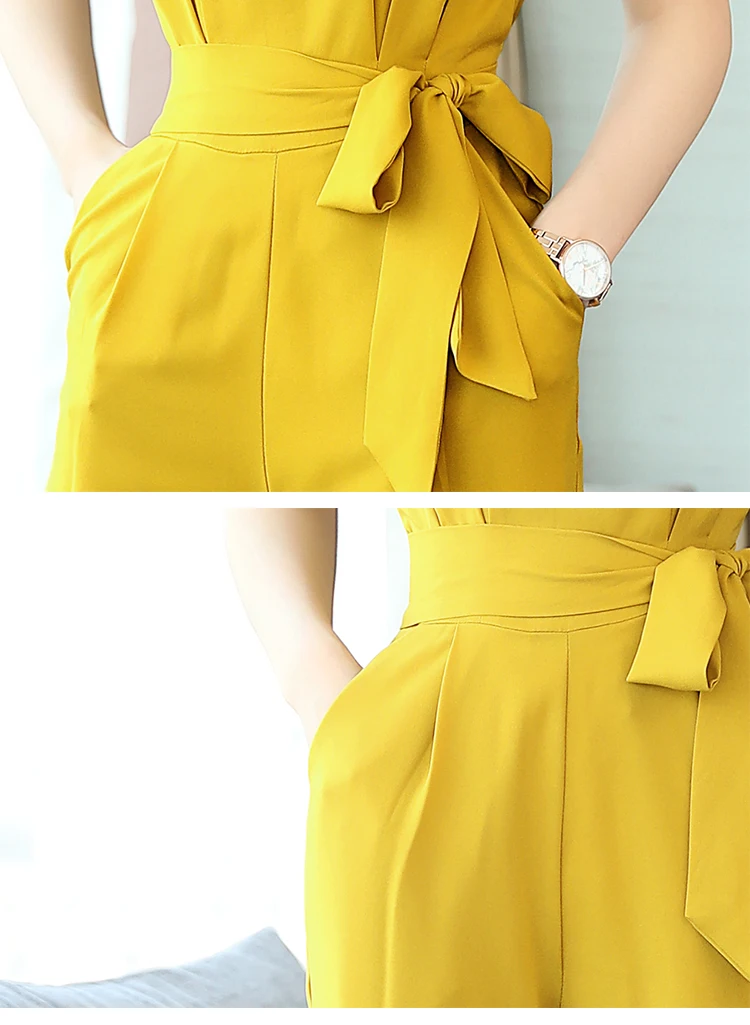 Шифоновые Комбинезоны женский модный комбинезон Женский офисный летний цельный