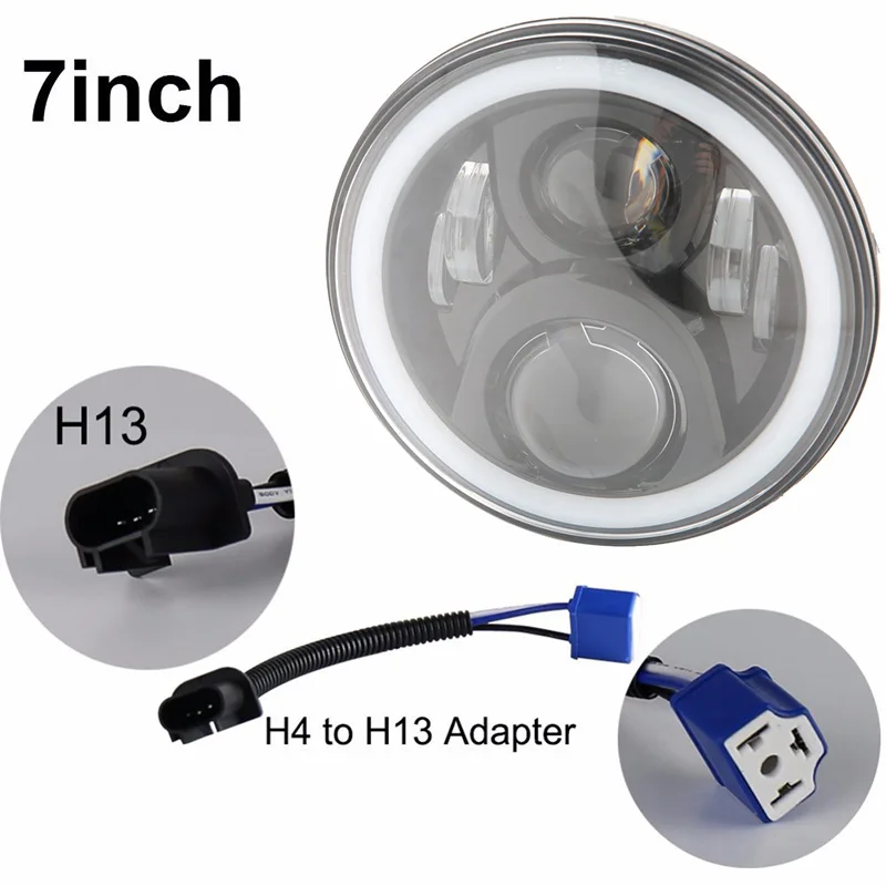 7 &quotКруглые 12v светодиодный фары H4 до H13 адаптер мотоциклетные в сборе для