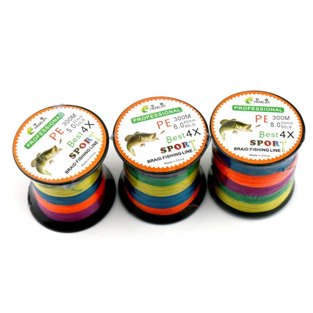 

1pcs 300M 4 Strands Super StrongMulticolored fishing line PE Braided Fishing Line 28/30/38/40/45/50/60LB Choose