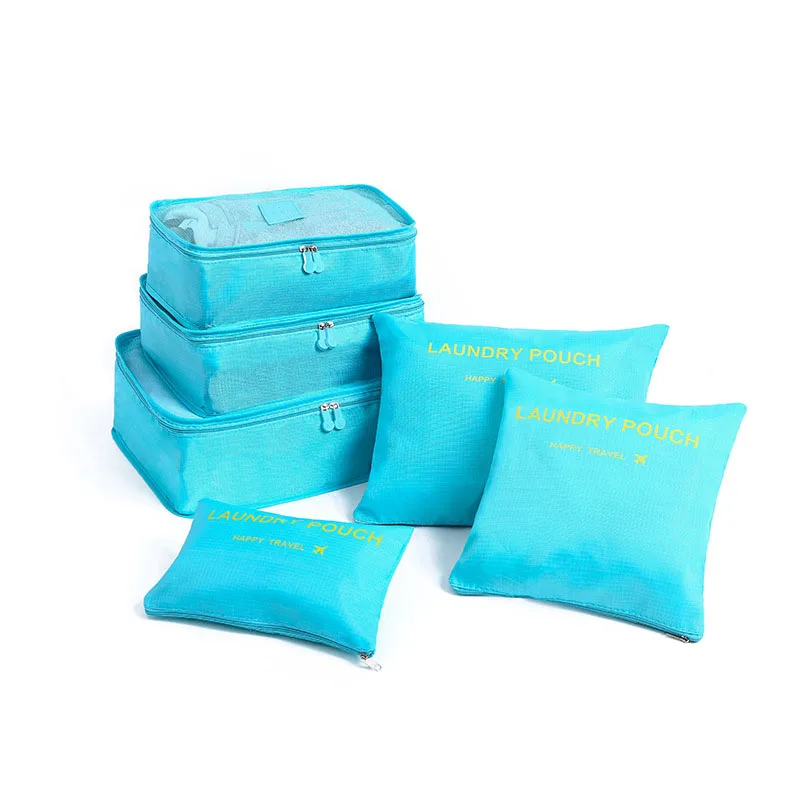 Blue 6pcs set 6 шт./компл. Водонепроницаемый комплект нижнего белья обувь гардероба большой Размеры Чемодан чехол дорожная сумка для хранения Организатор для одежды 10 цветов - Цвет: Blue 6pcs set