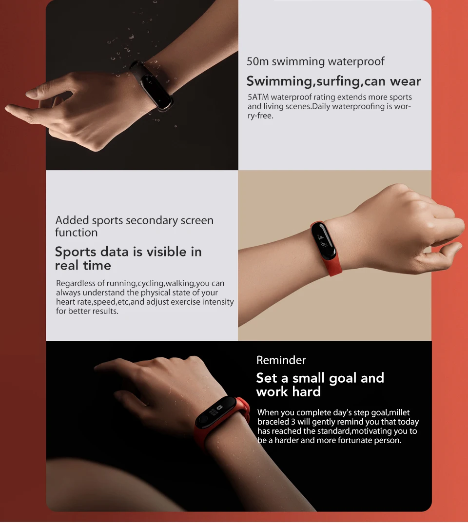 Xiaomi mi-браслет 3 Bluetooth 4,2 Xao mi Xio mi умный спортивный браслет OLED mi band 3 Smartband Xaio mi пульсометр 0