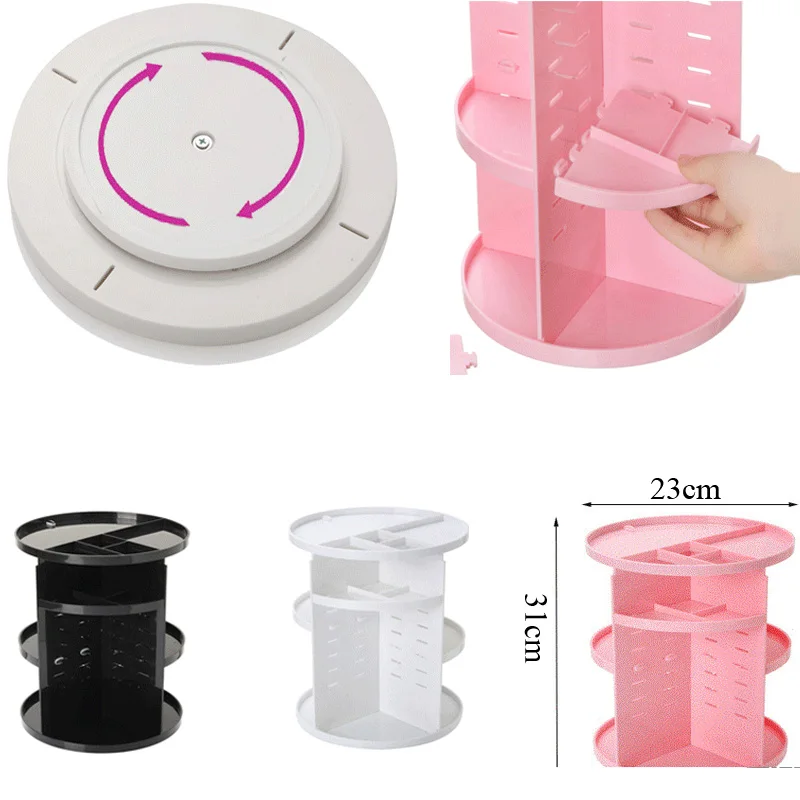 Модный вращающийся на 360 градусов Органайзер для макияжа коробка держатель