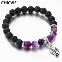 chicvie silver hollow leave bracelet bangles for women jewelry natural stone bead custom personalized bracelet femme sbr180142