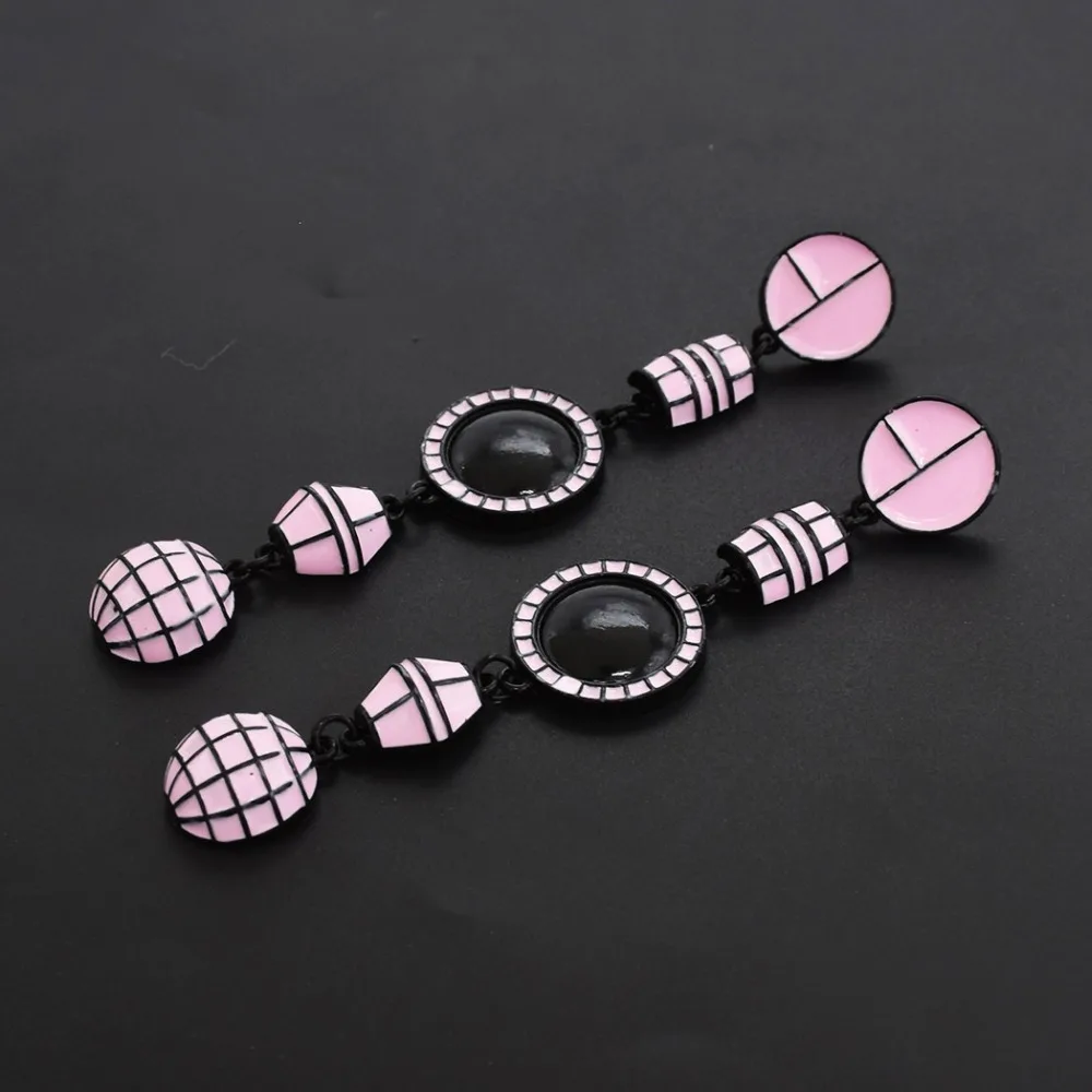 

6 Colors Vintage Disco Classic Statement Dangle Earrings Paint Geometric Round Ball Pendant Long Drop Earrings Lady Part Jewelry