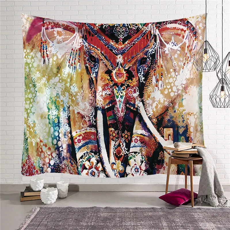Индийские мандалы, настенный разноцветный Индийский Слон, гобелен, Мандала для дома, декоративные гобелены, коврик для йоги, w3-new-Lk-6