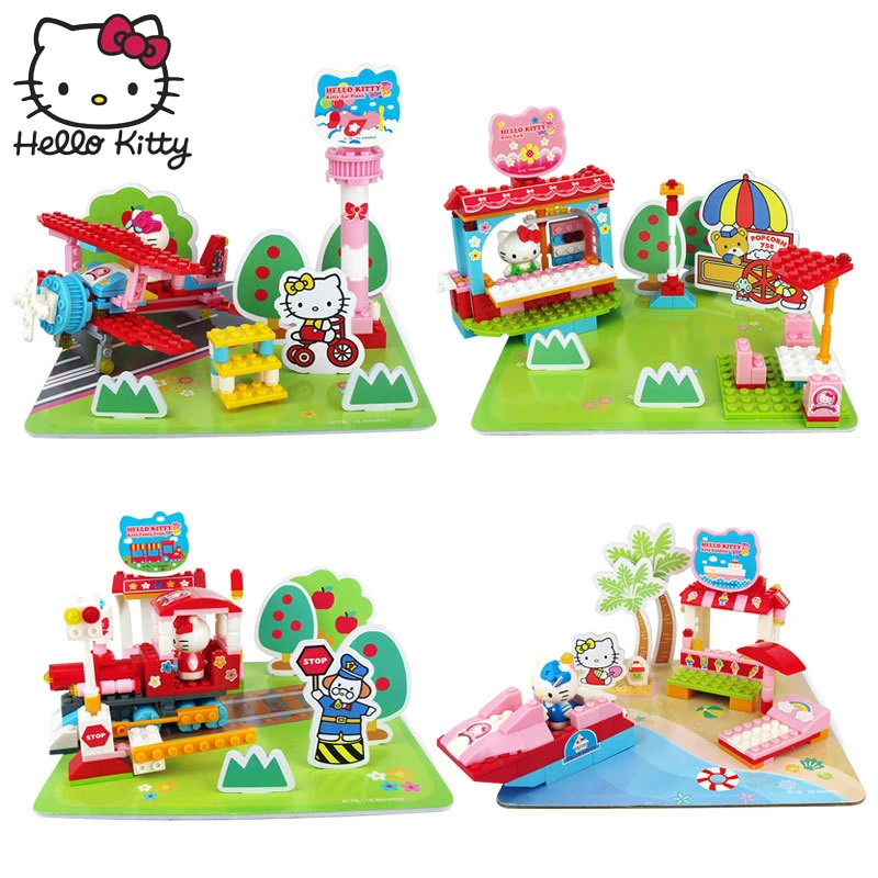 Hello kitty миниатюрный дом Монтессори детская игрушка Радуга Красочные Строительные